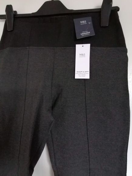 Womens M&S Leggings Size 12 Grey Sculpt & Lift Smart Autumn Winter - Picture 3 of 8